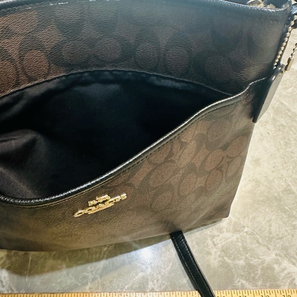 Coach File Monogram Elegant Crossbody Messenger Purse Handbag Brown & Black - Picture 5 of 8